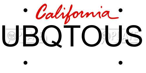 UBQTOUS California License Plate