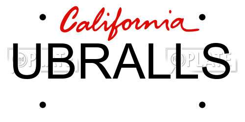 UBRALLS California License Plate