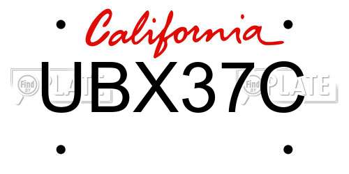 UBX37C California License Plate