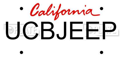 UCBJEEP California License Plate