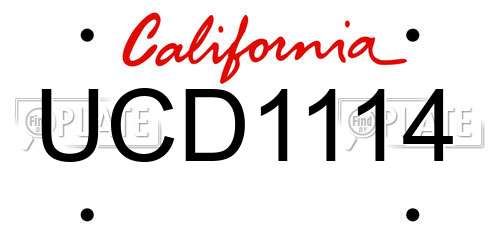 UCD1114 California License Plate