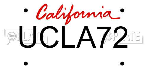 UCLA72 California License Plate