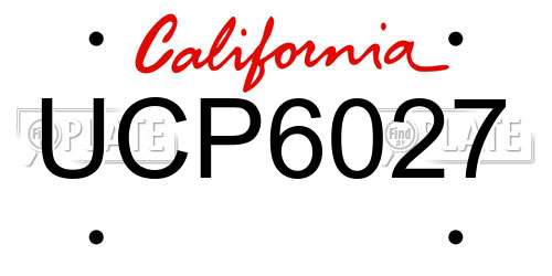 UCP6027 California License Plate