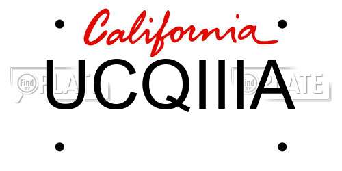 UCQIIIA California License Plate