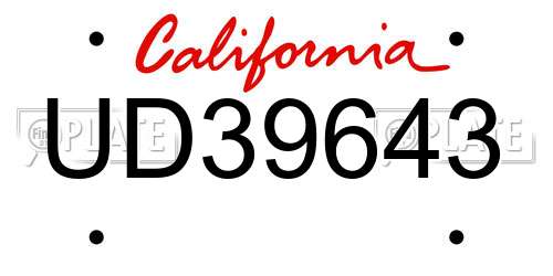 UD39643 California License Plate