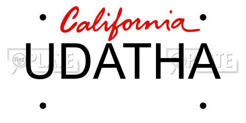 UDATHA California License Plate
