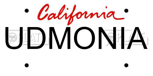 UDMONIA California License Plate