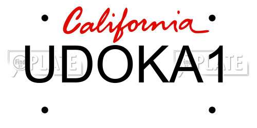 UDOKA1 California License Plate