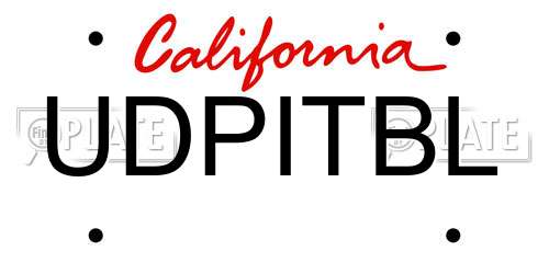 UDPITBL California License Plate