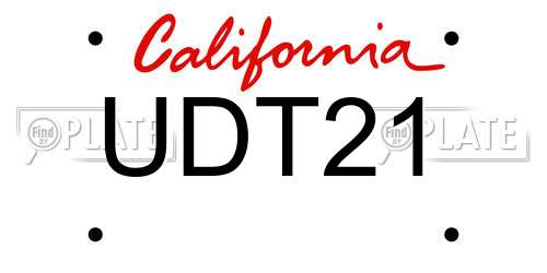UDT21 California License Plate