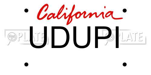 UDUPI California License Plate