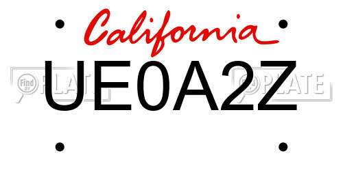UE0A2Z California License Plate