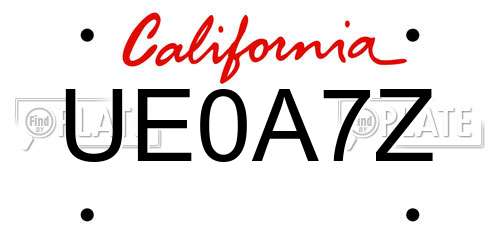 UE0A7Z California License Plate