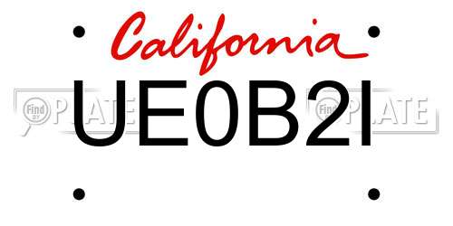 UE0B2I California License Plate