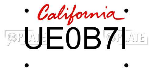 UE0B7I California License Plate