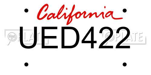 UED422 California License Plate