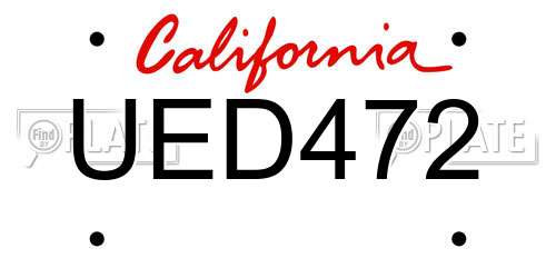 UED472 California License Plate