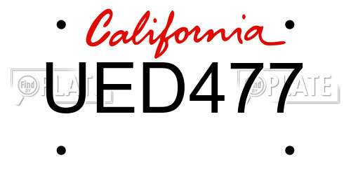 UED477 California License Plate