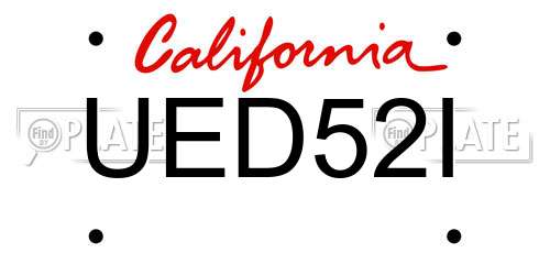 UED52I California License Plate