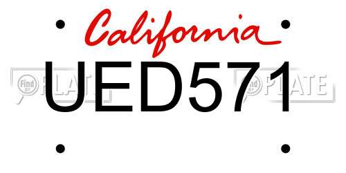 UED571 California License Plate