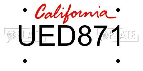 UED871 California License Plate