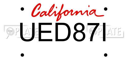UED87I California License Plate