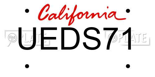 UEDS71 California License Plate