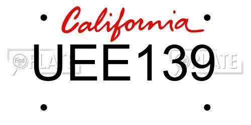 UEE139 California License Plate