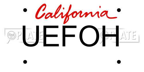 UEFOH California License Plate