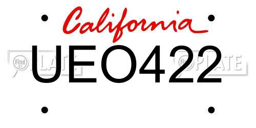 UEO422 California License Plate