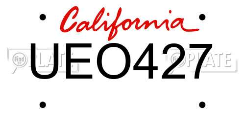 UEO427 California License Plate