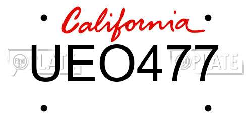 UEO477 California License Plate