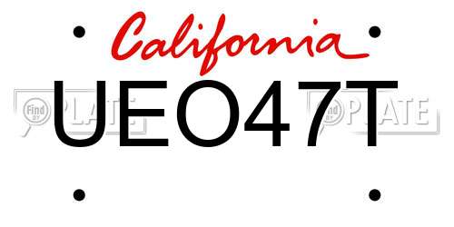UEO47T California License Plate