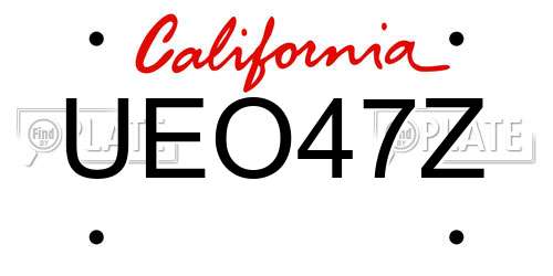 UEO47Z California License Plate