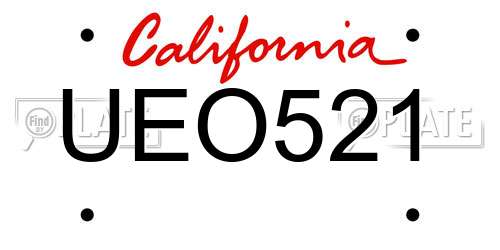 UEO521 California License Plate