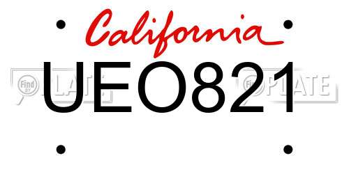 UEO821 California License Plate