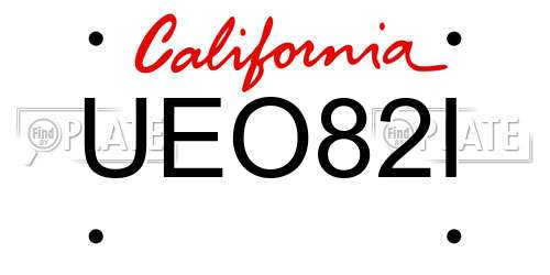 UEO82I California License Plate