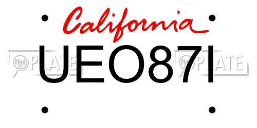 UEO87I California License Plate
