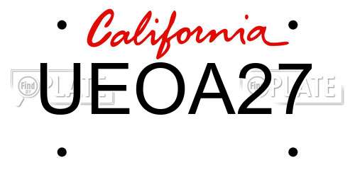 UEOA27 California License Plate