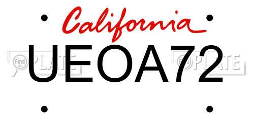 UEOA72 California License Plate