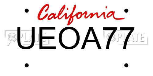 UEOA77 California License Plate