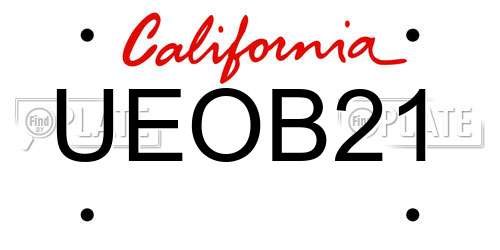UEOB21 California License Plate