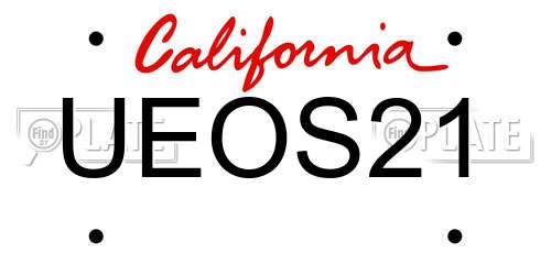 UEOS21 California License Plate