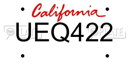 UEQ422 California License Plate