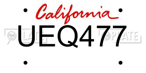 UEQ477 California License Plate