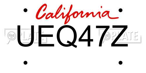 UEQ47Z California License Plate