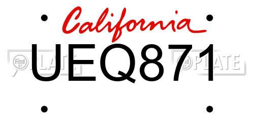 UEQ871 California License Plate