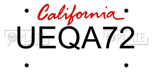 UEQA72 California License Plate
