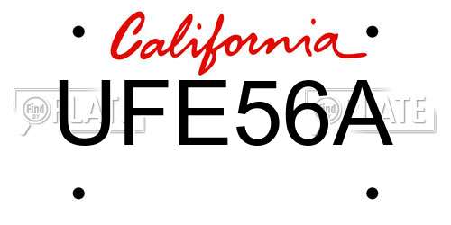 UFE56A California License Plate