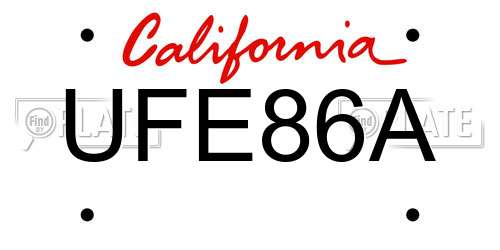 UFE86A California License Plate